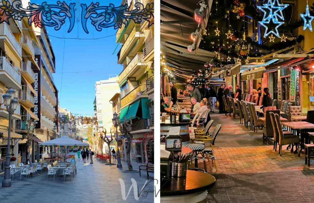 El centro de Benidorm de dia y de noche