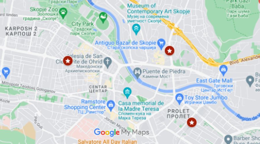 mapa para comprar las tarjetas de bus en skopje