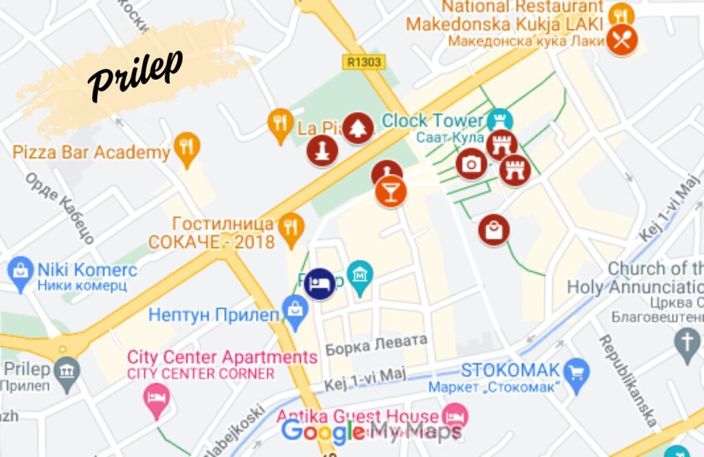 mapa de los sitios que ver en Prilep