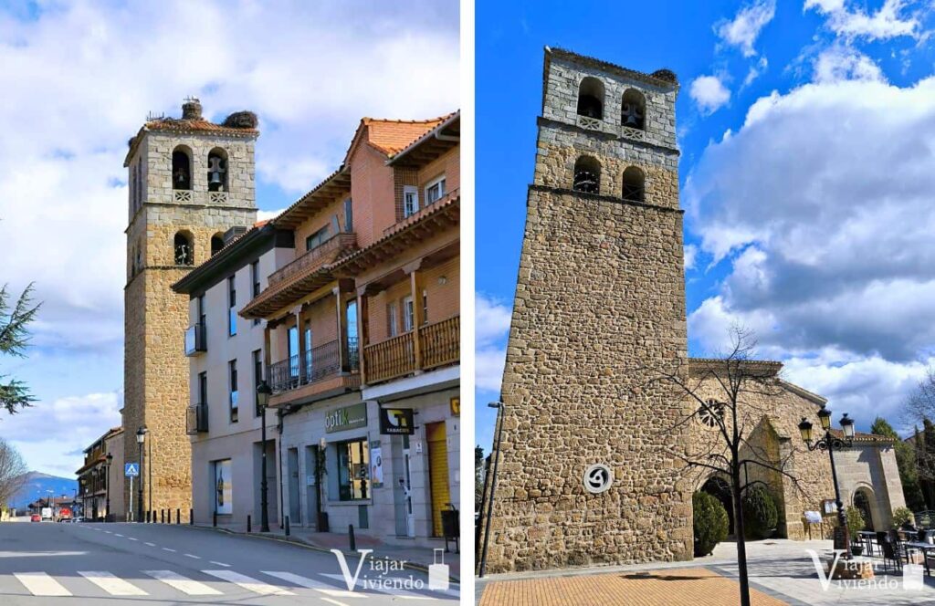 iglesia nuestra señora de las nieves con nidos de cigueñas en manzanares el real