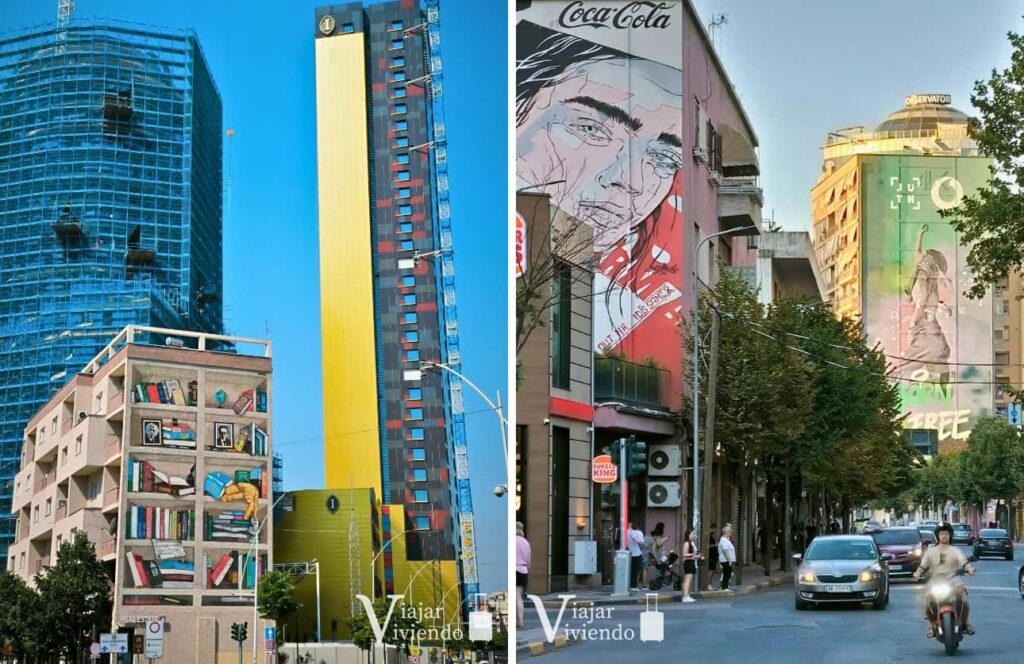 murales en el centro de tirana