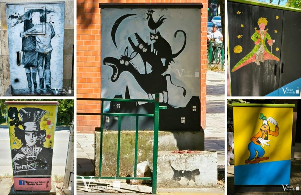 graffitis en las cajas de luz de tirana