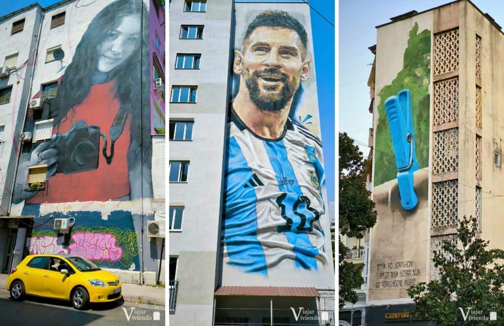 mural de messi en tirana y street art