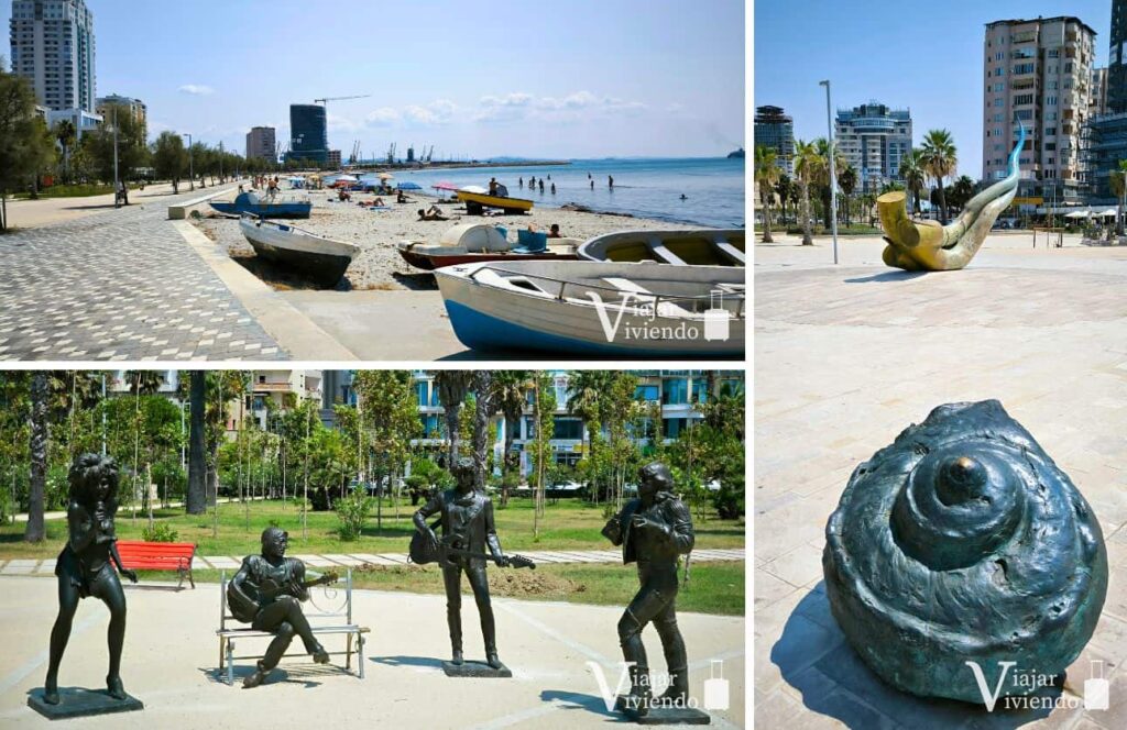 esculturas de rock en el paseo maritimo de durres