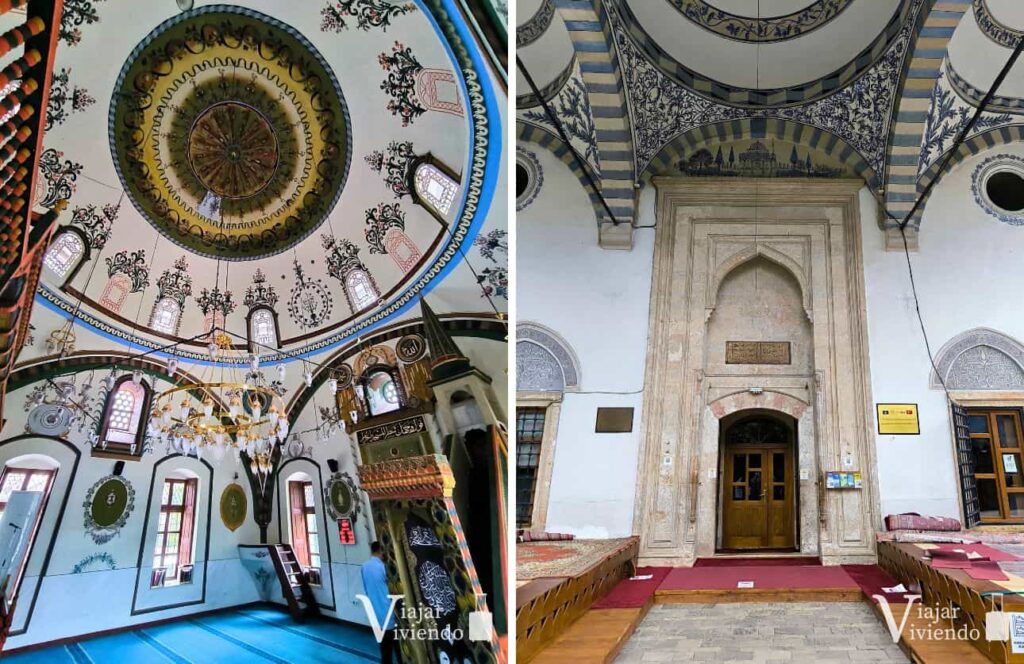 entrada y el interior de la mezquita de pristina