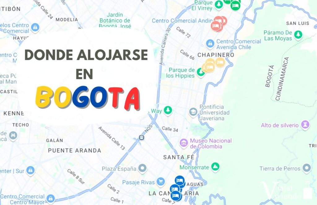 mapa de las mejores zonas donde alojarse en bogota