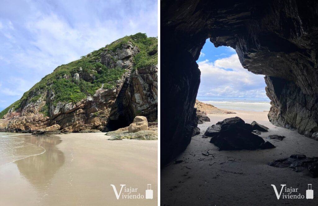 la gruta de encantadas en ilha do mel desde dentro y fuera