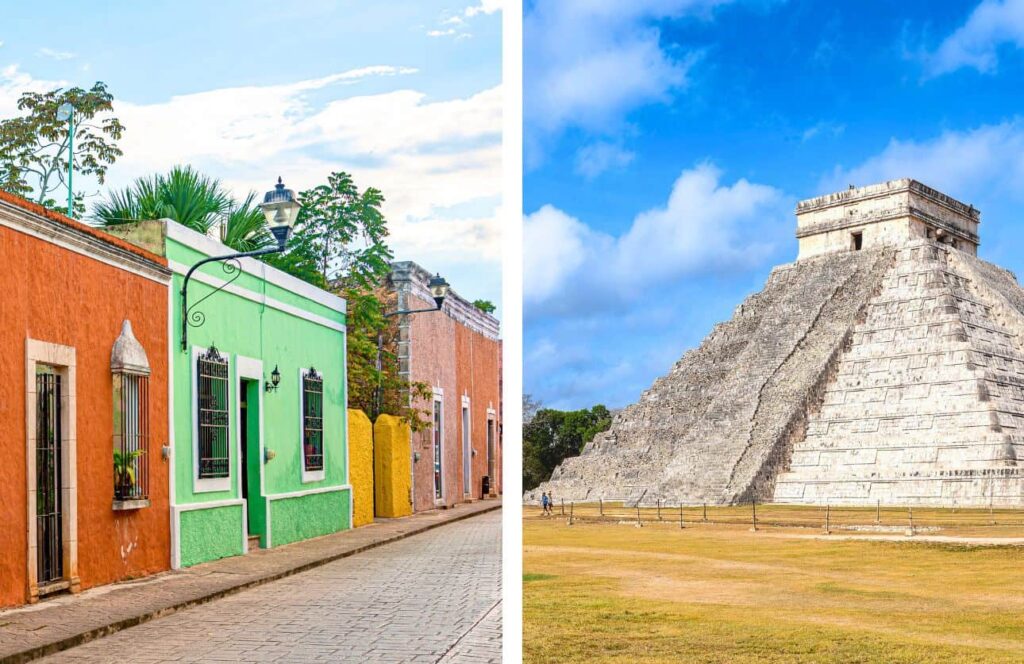 calzada de los frailes de valladolid y la piramide de chichen itza