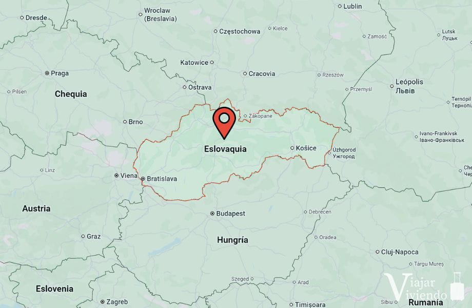 mapa con la ubicacion de eslovaquia en europa