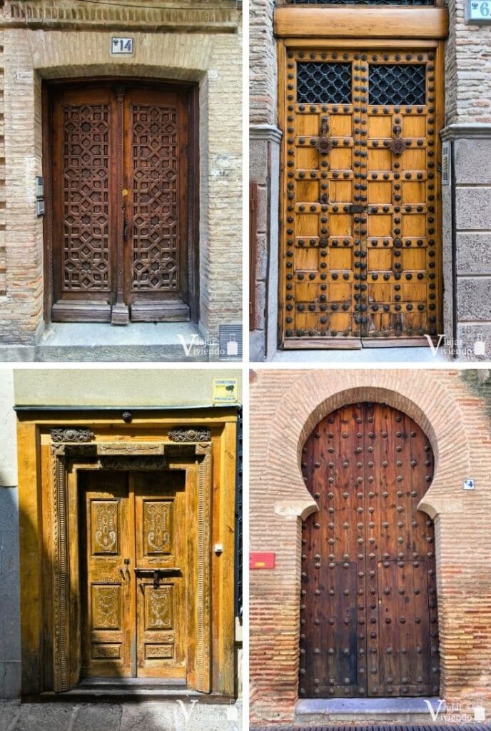 detalles de las puertas de madera que se encuentran por el casco historico de toledo