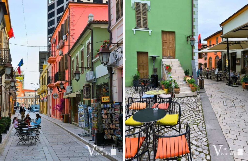 hoteles junto a restaurantes y tiendas de negocios en el casco antiguo de vlore