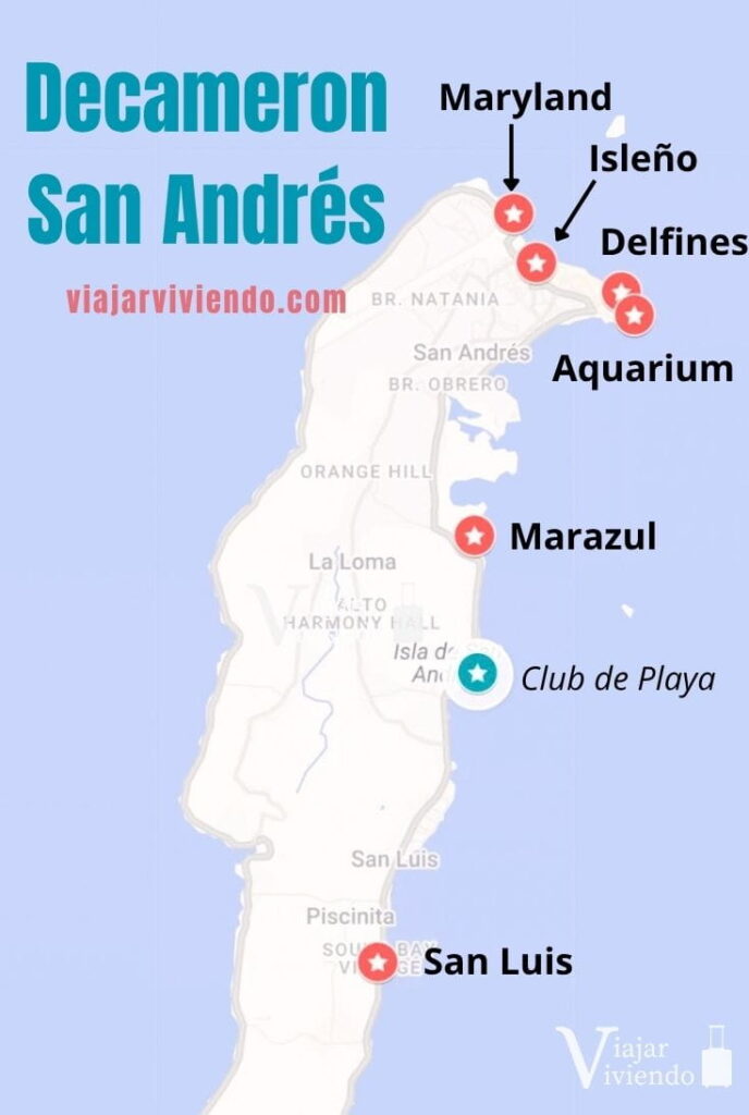 mapa de los hoteles decameron en san andres
