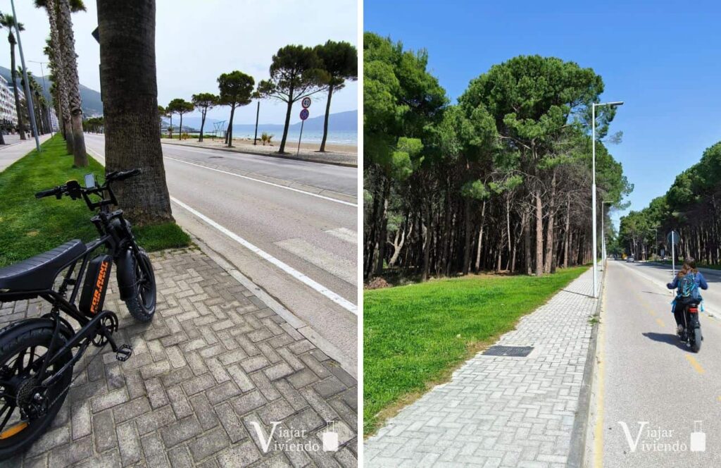recorriendo vlore en bicicleta