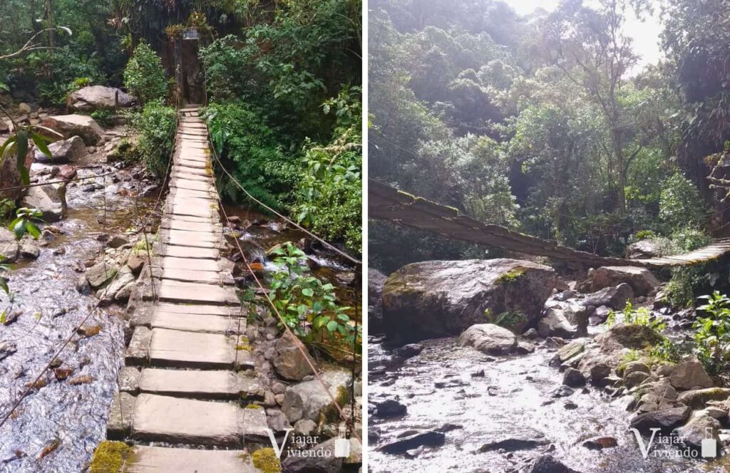 puentes colgantes inestables y rusticos en el valle de cocora